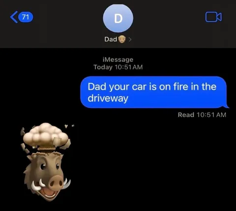 Dad's Car Is on Fire