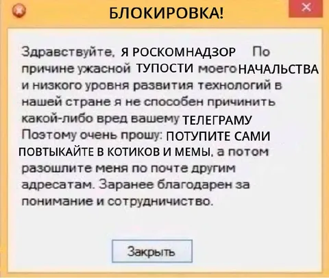 Роскомнадзор просит пользоваться Телеграмом