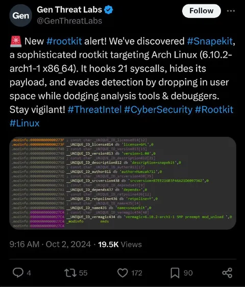 Arch Linux Rootkit Alert