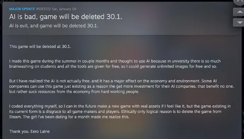 AI Game Deletion Announcement