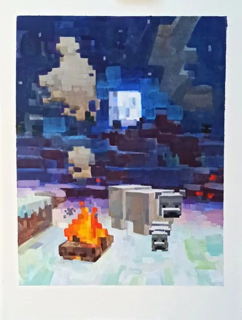 Уютный костёр в Minecraft