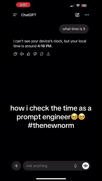Prompt Engineer Checks the Time
