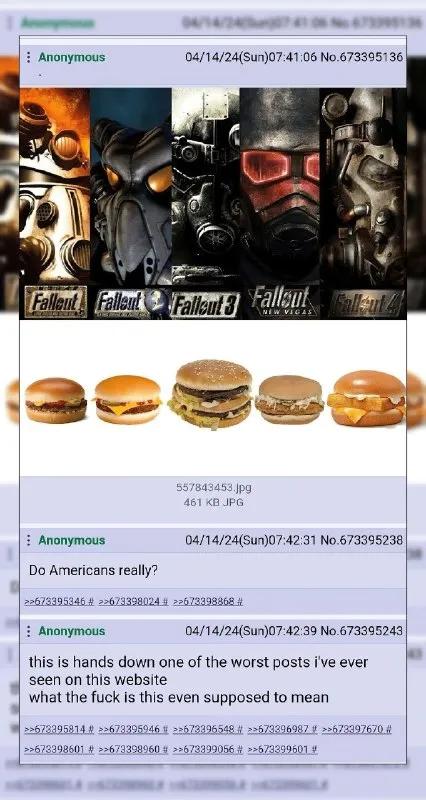 Fallout Games Compared to Burgers
