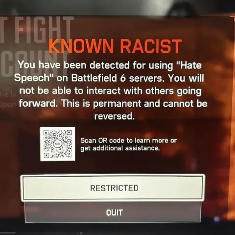Battlefield 6 Permanent Racist Ban