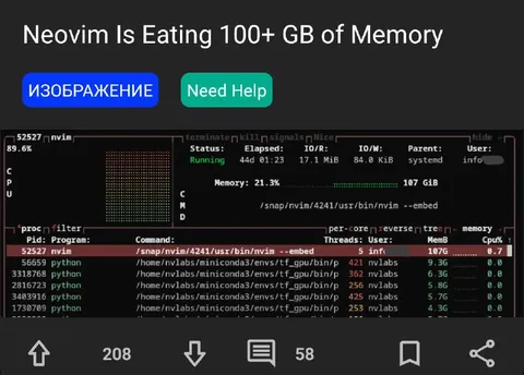 Neovim Eats 100 GB Memory