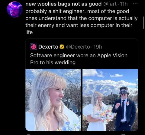 Software Engineer Wears Vision Pro Wedding