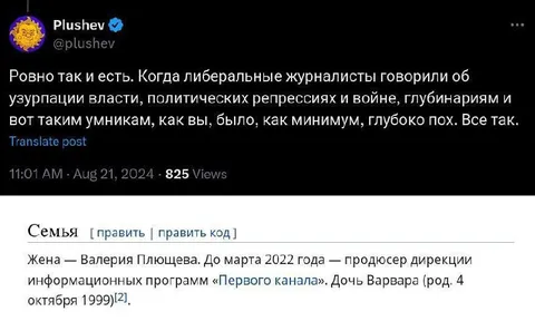 Либеральные журналисты и семья Плющевых