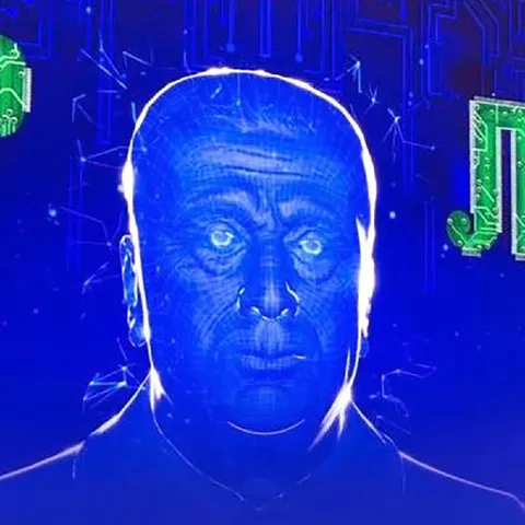 Синий цифровой портрет
