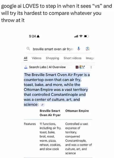 Google AI Compares Air Fryer to Empire