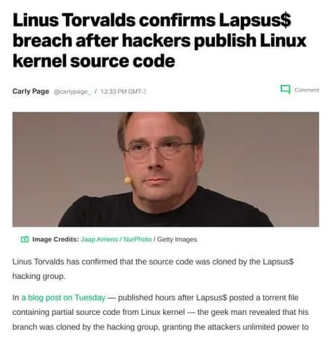 Linus Torvalds Confirms Lapsus$ Breach