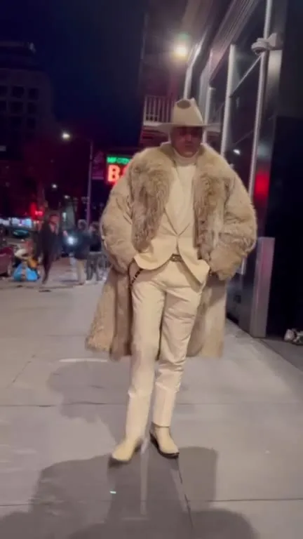 Risky Walk in Fur Coat