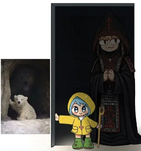 Маленький монах и белый медвежонок