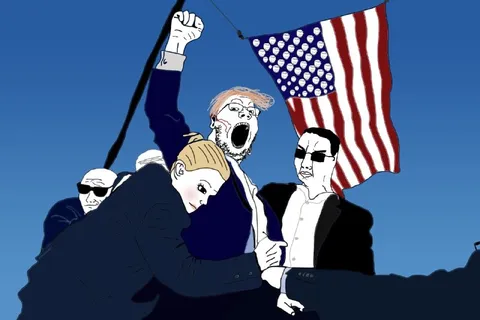 Мужчины несут американский флаг