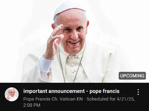 Pope Francis Important Announcement