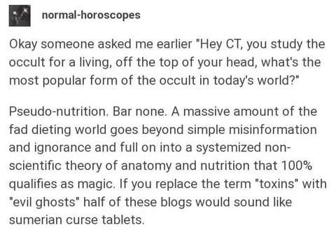 Pseudo-Nutrition Is Modern Occultism