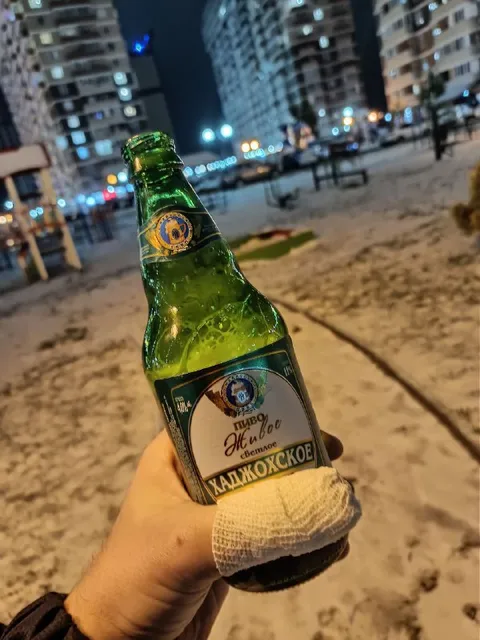 Хаджохское живое пиво на снегу