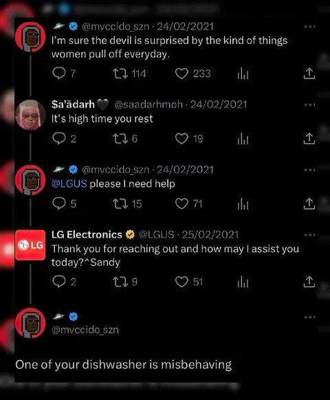 Dishwasher Reaches Out to LG