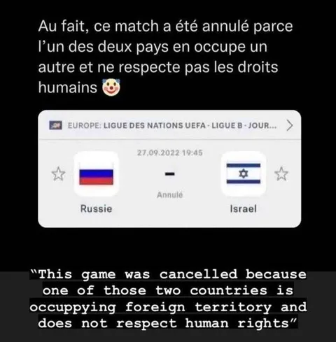Le match Russie Israël annulé