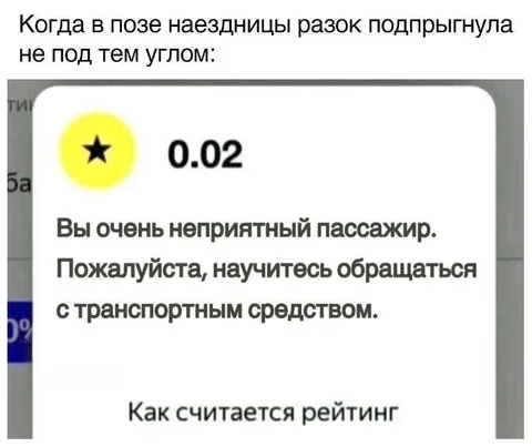 Пассажир с рейтингом 0.02