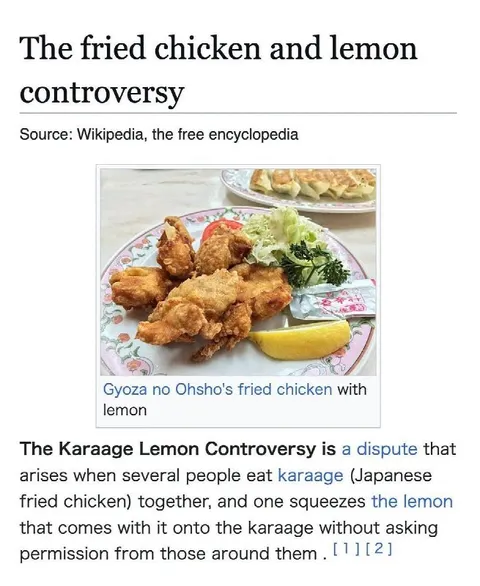 The Karaage Lemon Controversy