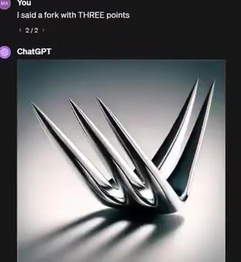 ChatGPT Cannot Make a Three-Prong Fork