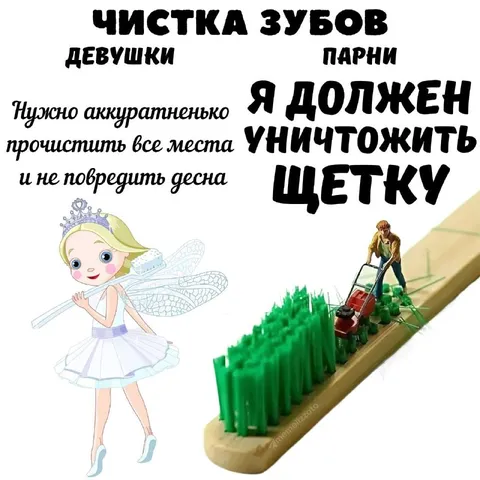 Чистка зубов: девушки и парни