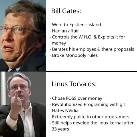 Bill Gates vs Linus Torvalds
