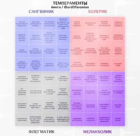 Темпераменты бинго