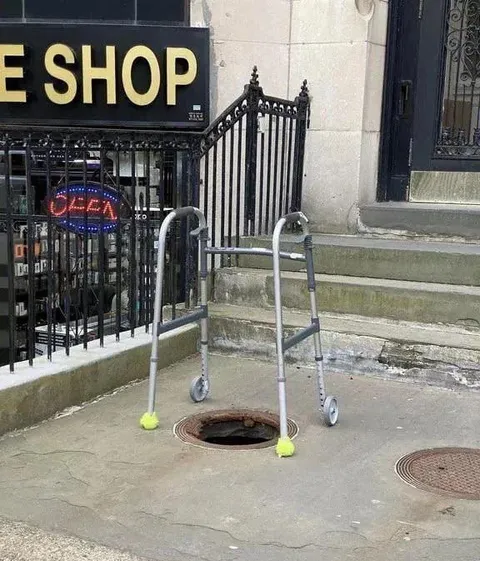 Walker Guarding an Open Shop
