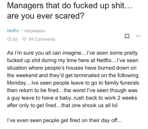 Netflix Managers Fire People on Leave