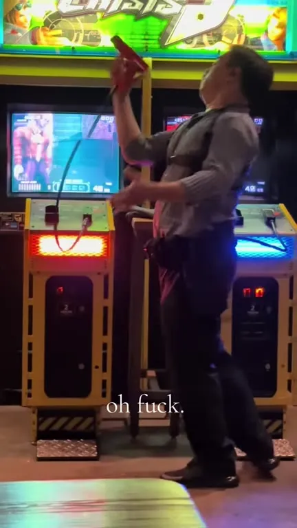 Arcade Player Says Oh Fuck