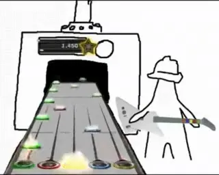 Человек идеально играет Guitar Hero
