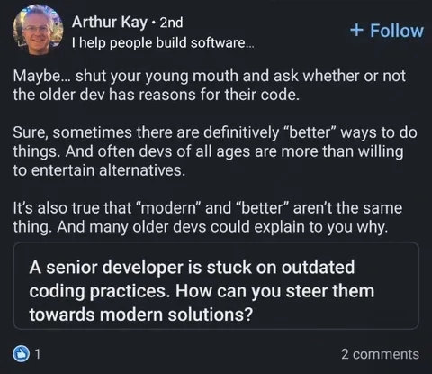 Senior Developer Outdated Practices