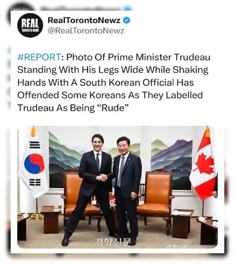 Trudeau's Wide-Legged Handshake