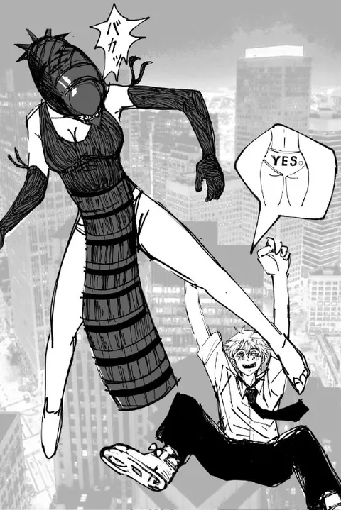 空中でYESと叫ぶ二人