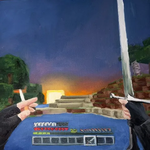 Minecraft на закате