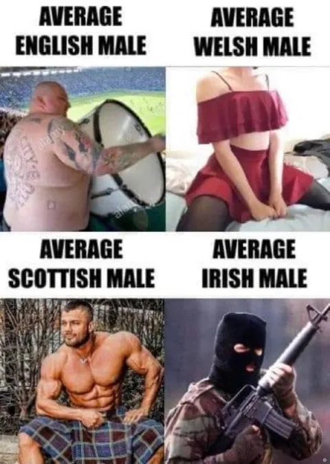 Average English Welsh Scottish Irish Men