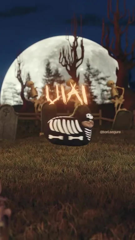 Кот в костюме скелета на Хэллоуин