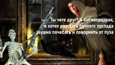 Сигмопризрак кормит кота
