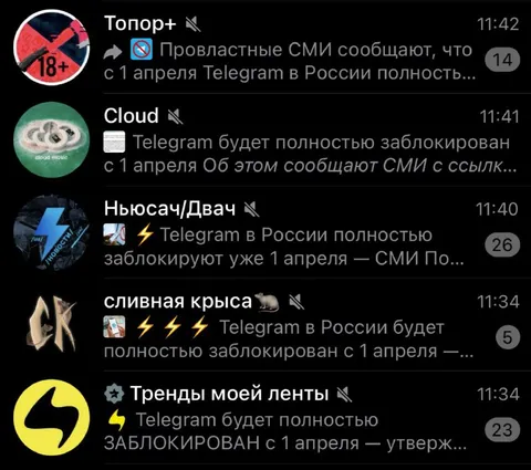Telegram заблокируют с 1 апреля