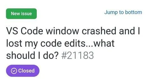 VS Code Crashed and Lost Edits