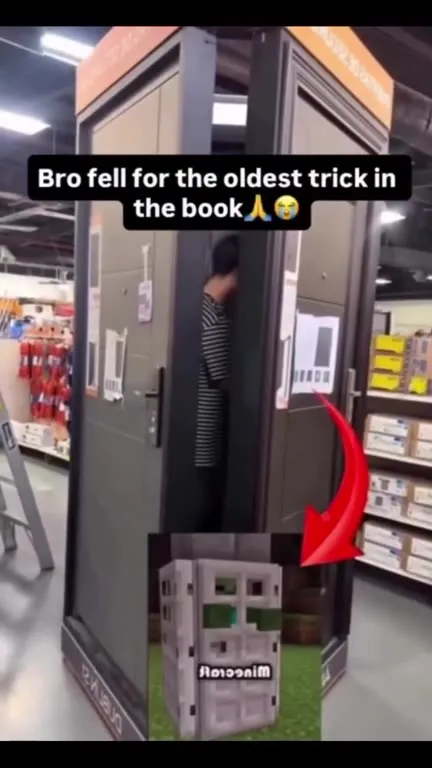 Bro Fell for the Minecraft Door Trick