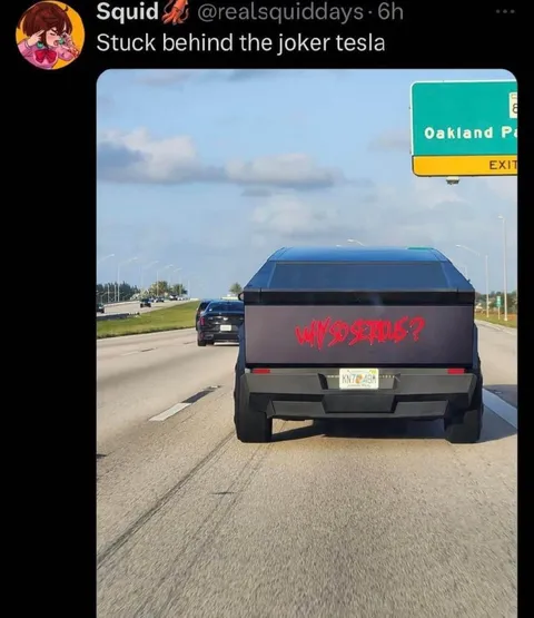 Joker Graffiti on a Tesla