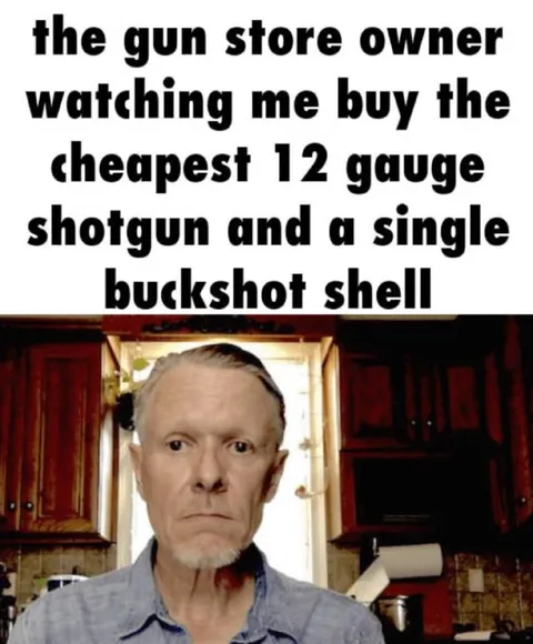 Gun Store Owner Watching a Cheap Purchase