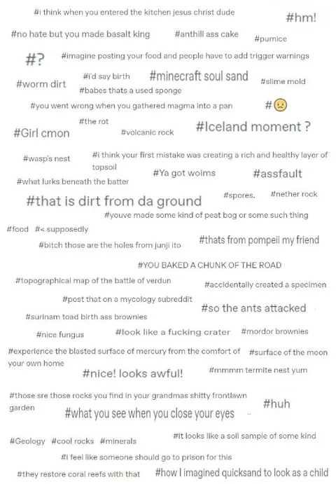 Hashtag Reactions to Dirt Brownies