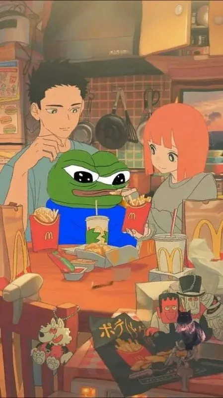 ポテトを食べるペペ