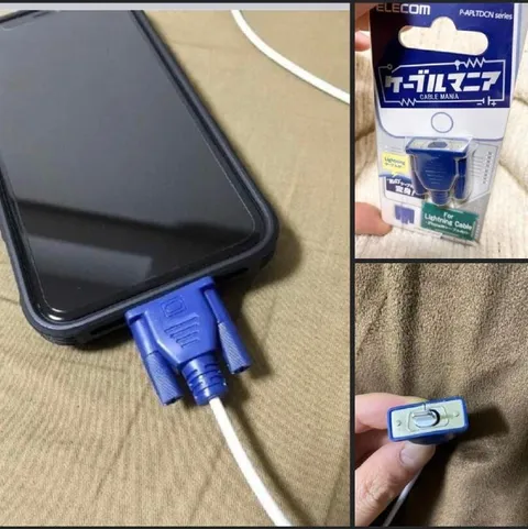 Айфон с VGA-кабелем