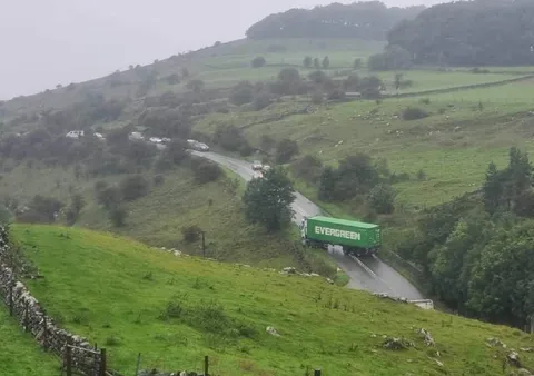 Evergreen Truck Takes the Wrong Turn