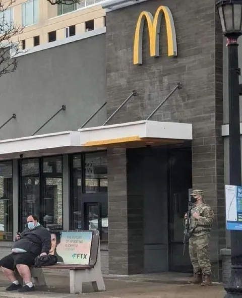 Soldier Guards a McDonald's