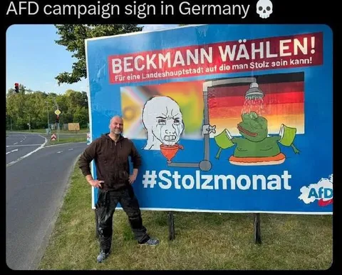AfD campaign sign parody